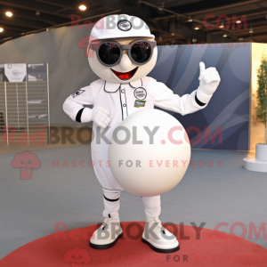 White Petanque Ball mascot...