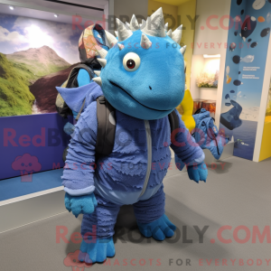 Blå Ankylosaurus maskot...