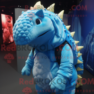 Blå Ankylosaurus maskot...