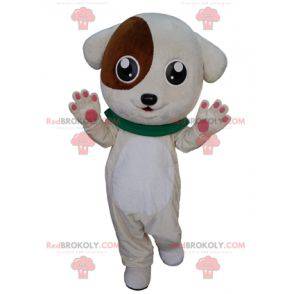 Mascote do boneco de neve verde com fones de ouvido -