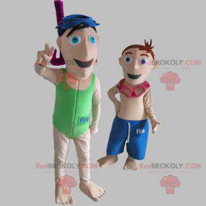 2 mascottes de vacanciers de baigneurs de plongeurs -