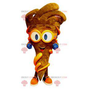 Mascot cone of brown fries with glasses - Redbrokoly.com