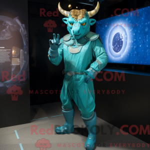 Cyan Minotaur maskot...