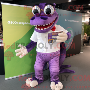 Lila Krokodil Maskottchen...