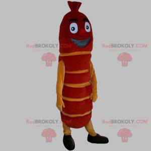 Mascotte de saucisse géante rouge et jaune - Redbrokoly.com