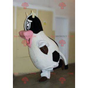 Mascotte de vache noire et blanche. Mascotte de la ferme -