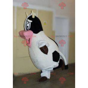 Černá a bílá kráva maskot. Farma maskot - Redbrokoly.com