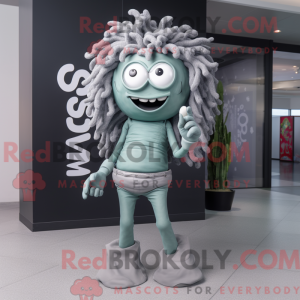 Grå Medusa-maskotdraktfigur...