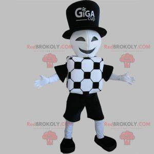 Mascotte arbitro portiere vestita di bianco e nero -