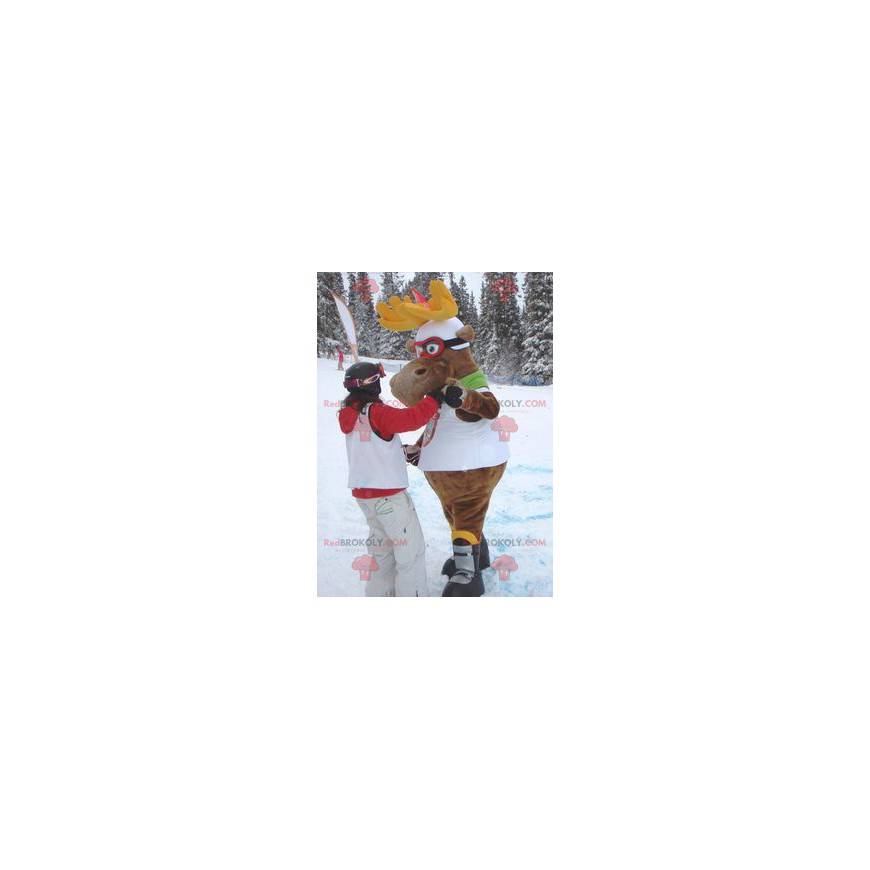 Alce renne caribù mascotte in abito da sci - Redbrokoly.com