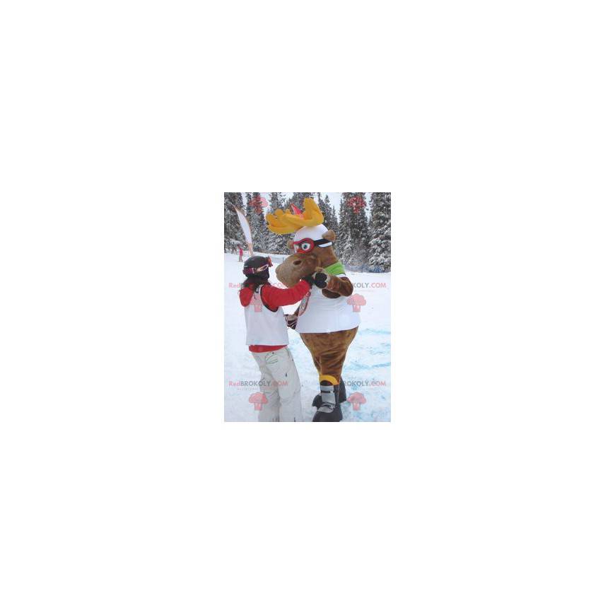 Elk reindeer caribou mascot in ski outfit - Redbrokoly.com Elk reindeer caribou mascot in ski outfit - Redbrokoly.com