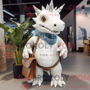Hvit Stegosaurus maskot...