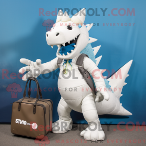 Hvit Stegosaurus maskot...