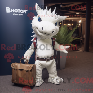 Hvit Stegosaurus maskot...
