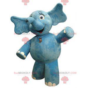 Mollige en flirterige mascotte van een blauwe olifant -