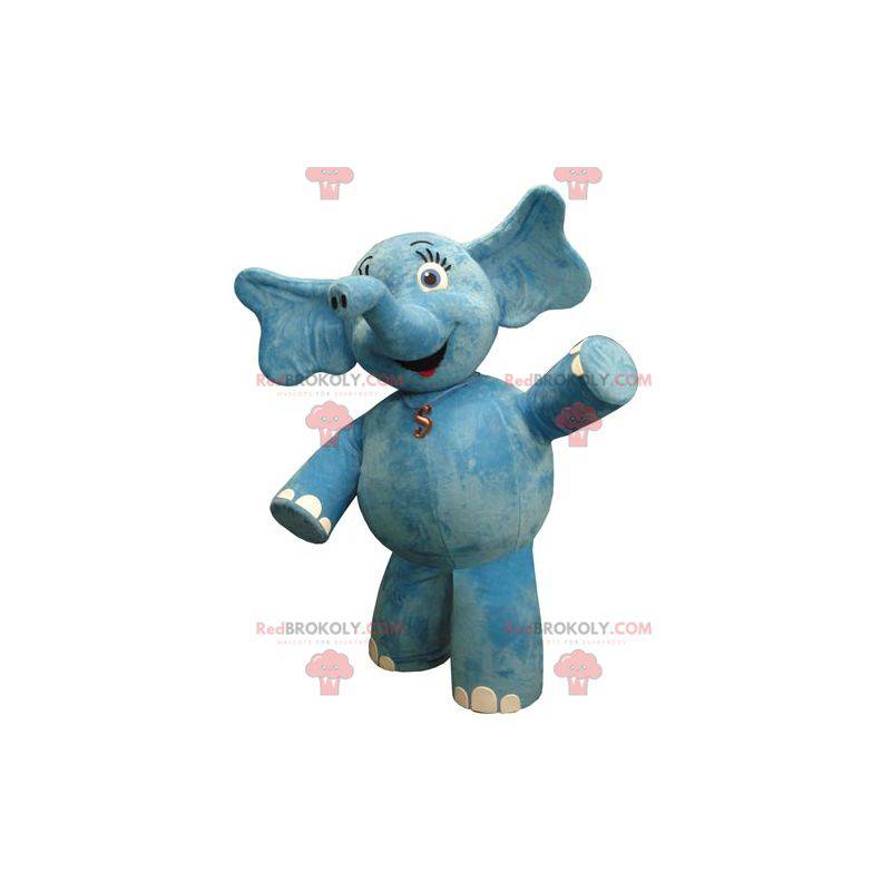 Baculatý a koketní modrý slon maskot - Redbrokoly.com