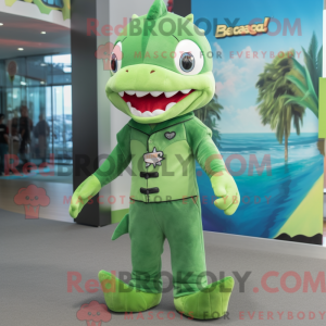 Grøn Barracuda maskot...