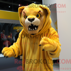 Yellow Smilodon mascot...