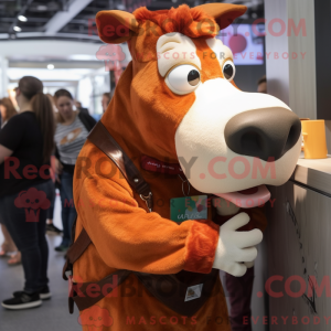 Rust Guernsey Cow maskot...