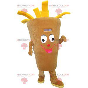 Mascot cono gigante de papas fritas beige y amarillo -