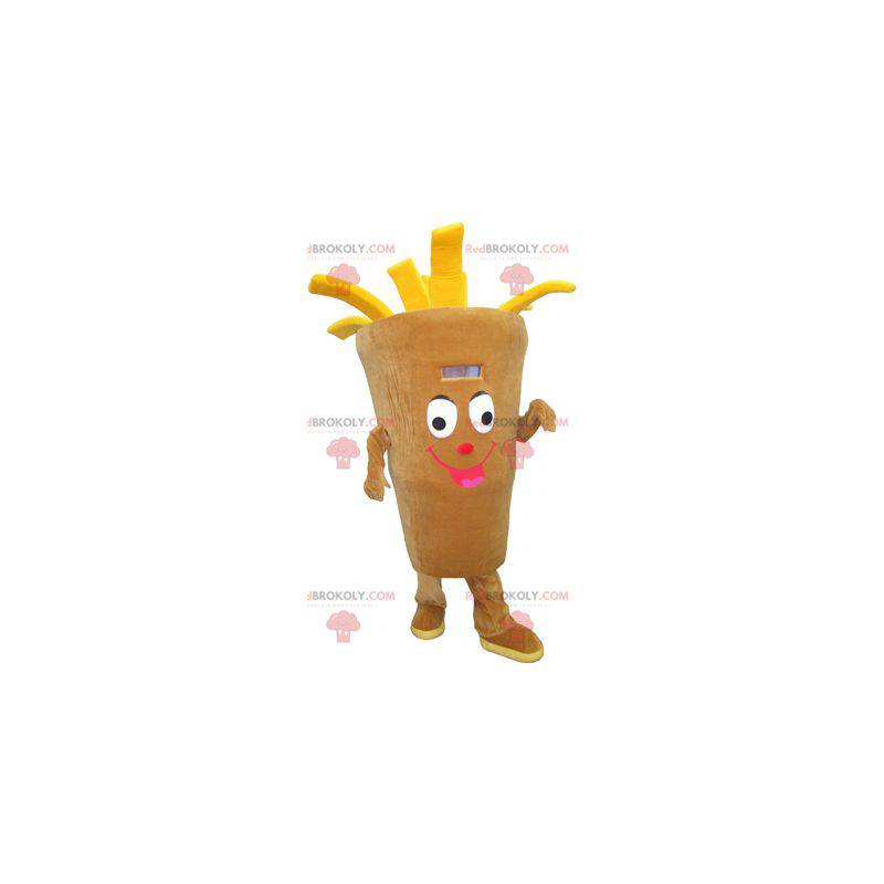 Maskot obří béžové a žluté hranolky - Redbrokoly.com