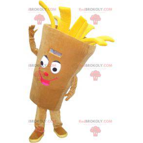 Mascot gigantiske beige og gule frites kjegle - Redbrokoly.com