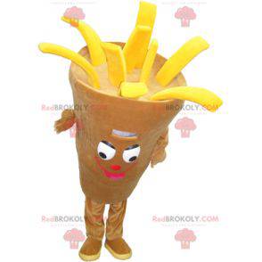 Mascot cono gigante de papas fritas beige y amarillo -