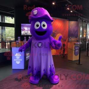 Purple Ghost maskot kostume...