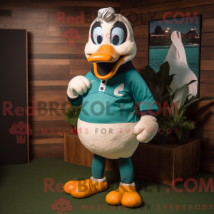 Teal Goose mascot costume...