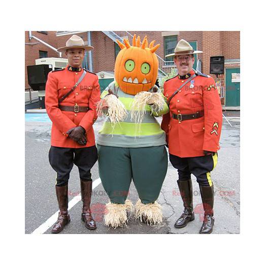 Scarecrow mascot with a pumpkin head - Redbrokoly.com