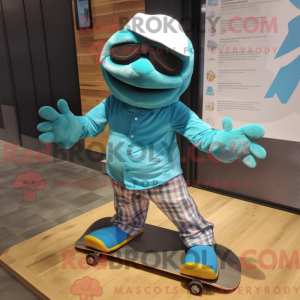 Turquoise Skateboard mascot...