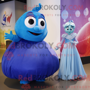 Blå Moussaka maskot kostume...