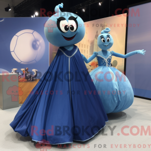 Blå Moussaka maskot kostume...