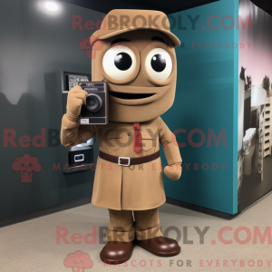 Brun kamera maskot kostume...