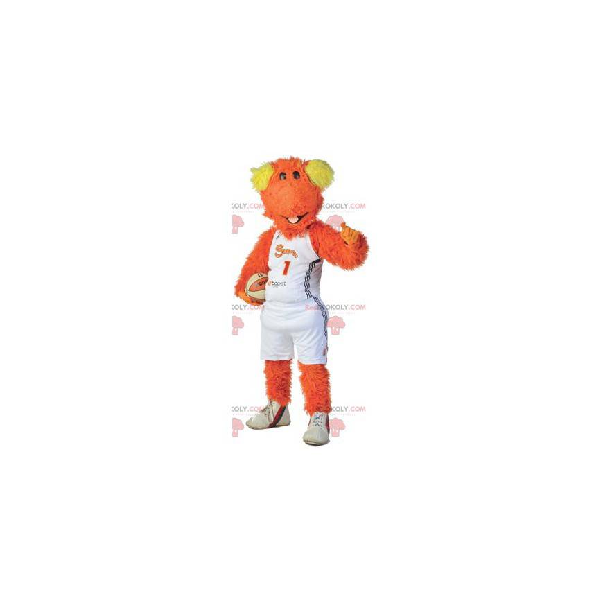 Mascotte de chien de bonhomme orange et jaune - Redbrokoly.com