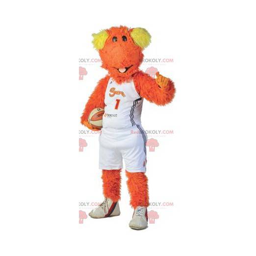 Oranžový a žlutý sněhulák pes maskot - Redbrokoly.com