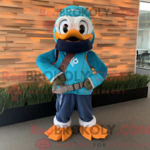 Blågrøn mandarin maskot...