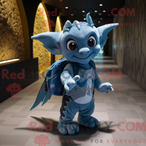 Blå Gargoyle maskot kostume...