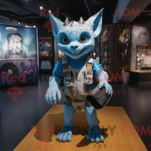 Blå Gargoyle maskot kostume...