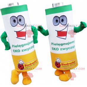 Groene gele en witte elektrische batterijen mascottes -