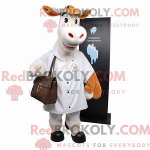 Hvid Guernsey Cow maskot...