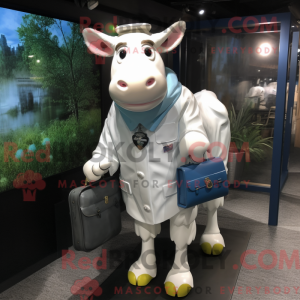 Hvid Guernsey Cow maskot...