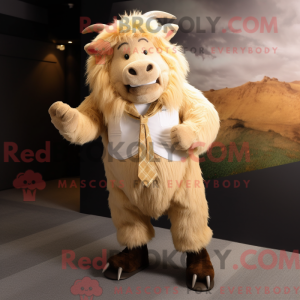 Beige Yak-maskotdraktfigur...