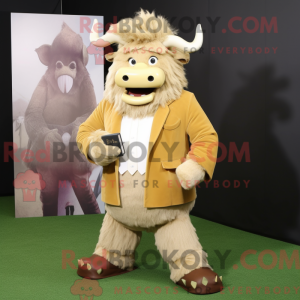 Beige Yak-maskotdraktfigur...