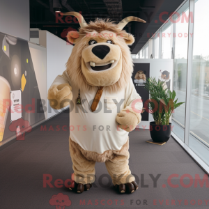 Beige Yak maskot kostume...