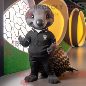 Sort Pangolin maskot...