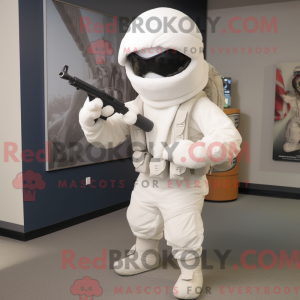Hvid snigskytte maskot...