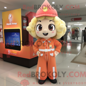 Peach Fire Fighter mascot...