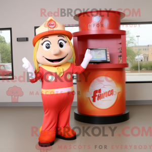 Peach Fire Fighter mascot...