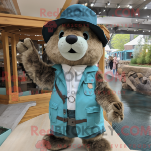 Teal Beaver mascottekostuum...